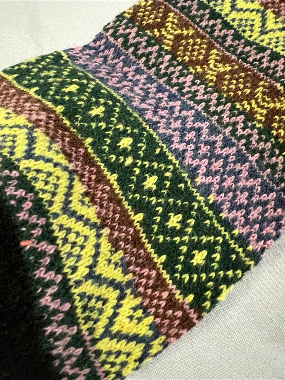 Multicolor Vibrant Colorful Patterned Wool Tall Crew Socks Vintage